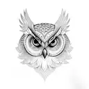 Owl with blue eyes tattoo design idea