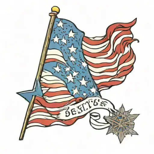 betsy ross flag tattoo design idea