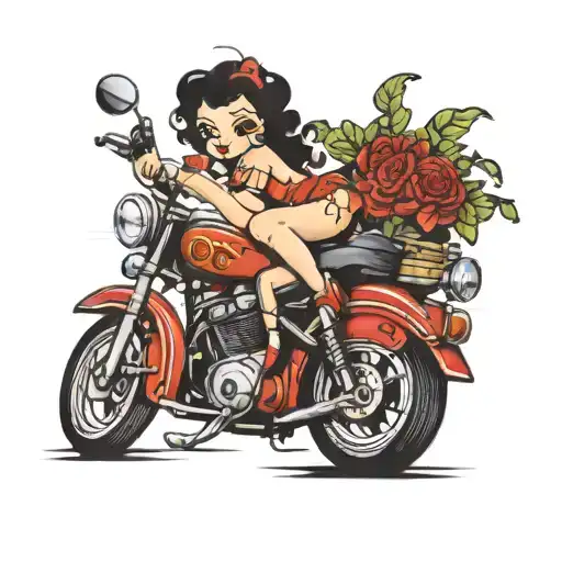Betty boop motorcycle  tattoo design idea