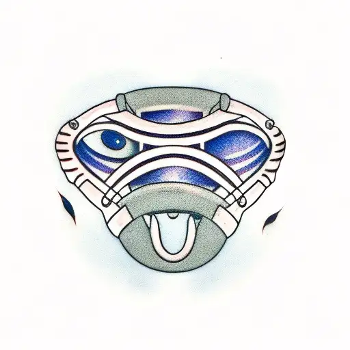 orca whale and field hockey goalie helmet tattoo design idea