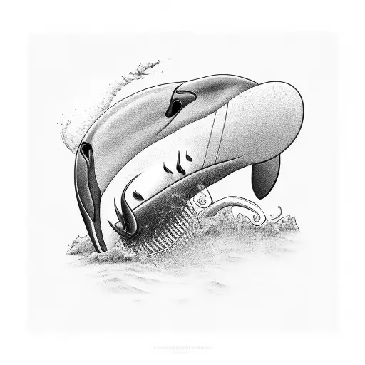 orca whale and field hockey goalie helmet tattoo design idea
