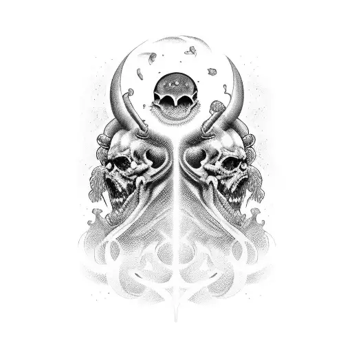 Una recreacion del dios poseidon junto a su hermano hades mantenenindo una conversacion mientras observan el universo  tattoo design idea