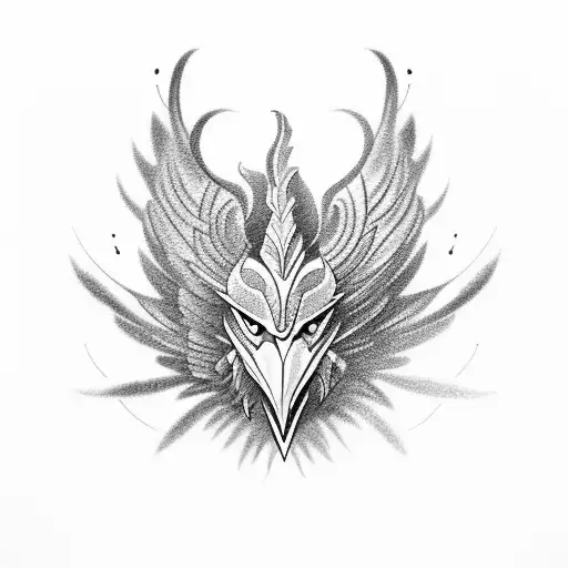 A mythical creature inspired by Christian mythology, such as a griffin or a phoenix tattoo design idea