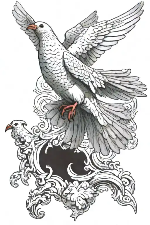 dove with a jade stone in its mouth open tattoo design idea