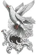 dove with a jade stone in its mouth open tattoo design idea