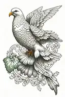dove with a jade stone in its mouth open tattoo design idea