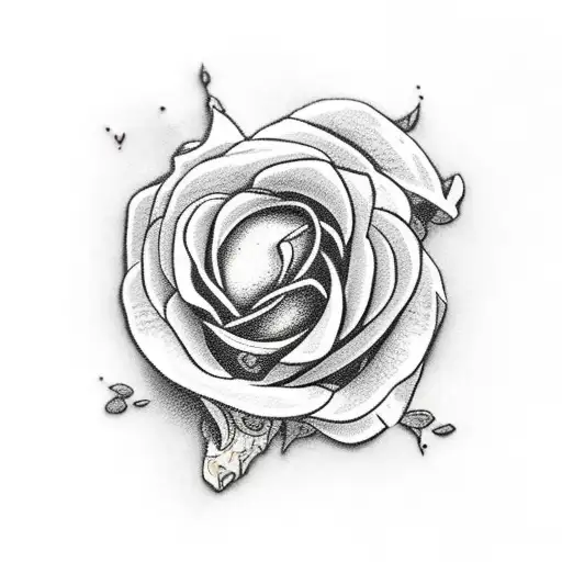 A close up of English Knight in a field of roses tattoo design idea