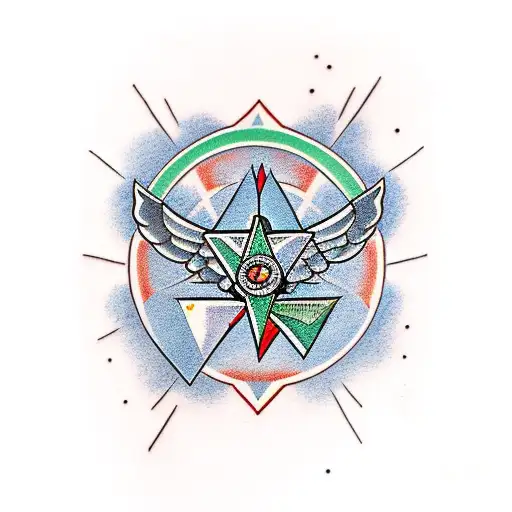 Flying V guitar with a nuclear symbol behind it tattoo design idea