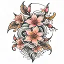 cherry blossom tornado  tattoo design idea