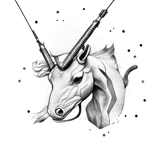 sagittarius and running combined tattoo design idea
