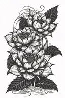 sunflowers blooming lotus flower on water tattoo design idea