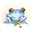 Mystical tree frog surrounded by mushrooms tattoo design idea