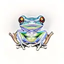 Mystical tree frog surrounded by mushrooms tattoo design idea