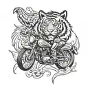 motorcycle biker tiger eagle love tattoo design idea