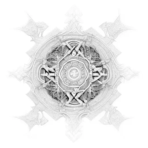 A black-grey tattoo design inspired by the intricate patterns found in elven architecture tattoo design idea