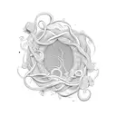 A stylized waveform of a meaningful audio recording intertwined with delicate vines tattoo design idea