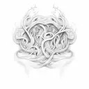 A stylized waveform of a meaningful audio recording intertwined with delicate vines tattoo design idea