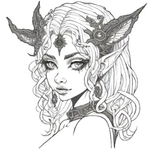 goth girl elf ears just two eyes" tattoo design idea