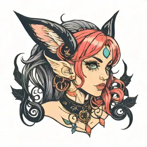 goth girl elf ears just two eyes" tattoo design idea