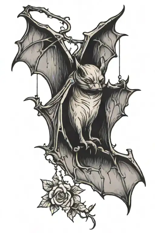 sleeping bat hanging tattoo design idea