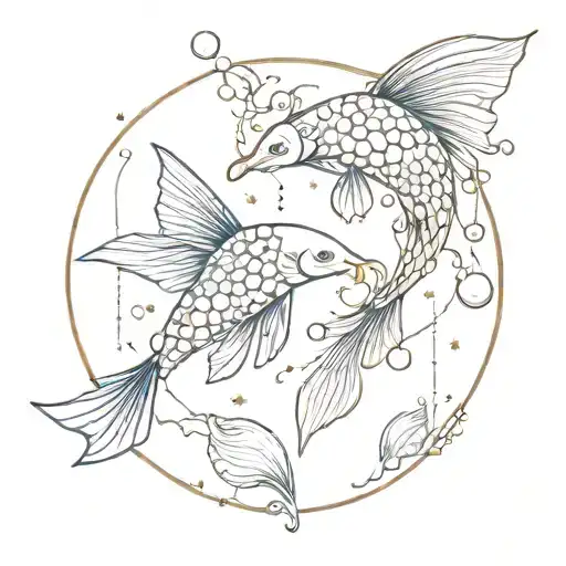 constellation libra and gemini koi and bird flying tattoo design idea