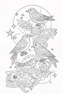 bird and fish with constellation libra and gemini zodiac sign tattoo design idea