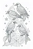 bird and fish with constellation libra and gemini zodiac sign tattoo design idea