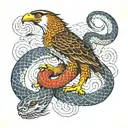 Hawk fighting a Snake tattoo design idea