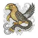 Hawk fighting a Snake tattoo design idea