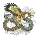 Hawk fighting a Snake tattoo design idea