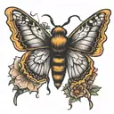 bee and monarch butterfly tattoo design idea