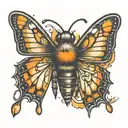 bee and monarch butterfly tattoo design idea