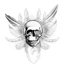 Indian skull head with feathers tattoo design idea