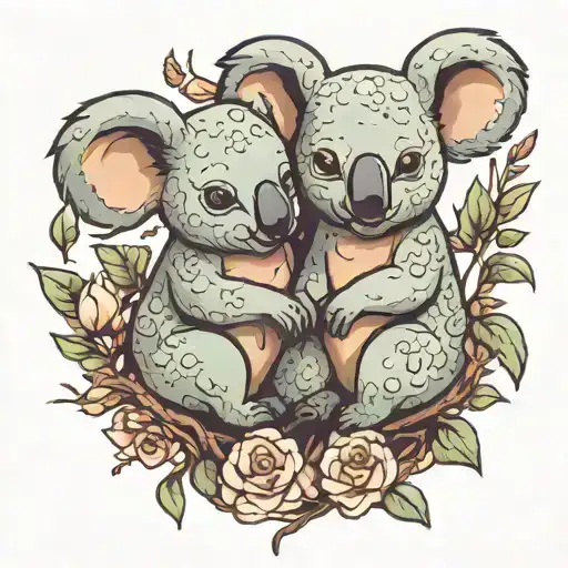 ollie and felix 2 koalas tattoo design idea