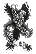 pheonix, chain links, god will link the broken chain   tattoo design idea