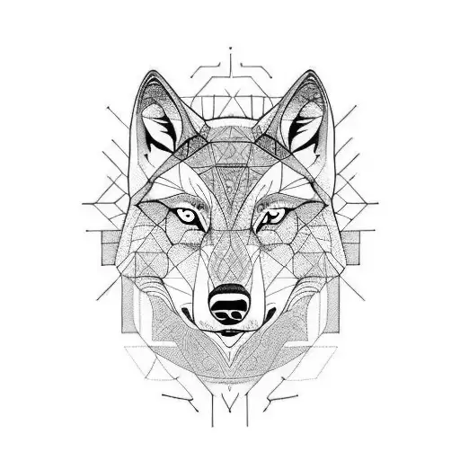 A wolfs face which half of it is of a good wolf and the other half is of a bad wolf tattoo design idea