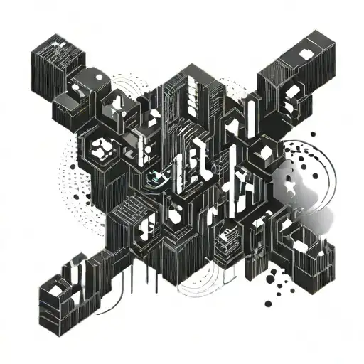 Create a Tetris-inspired sleeve with rock music elements tattoo design idea