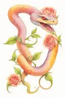 Snake and dying rose tattoo design idea