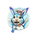 Peter rabbit stuffed animal with blue jacket tattoo design idea