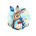 Peter rabbit stuffed animal with blue jacket tattoo design idea