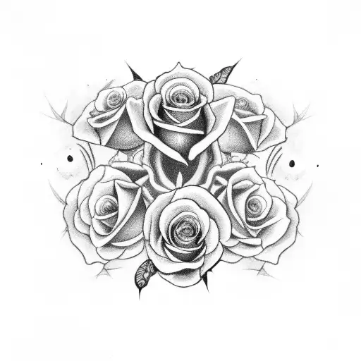 half girl half skull with roses tattoo design idea