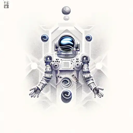 wonders of outer space combined with a sharp pattern tattoo design idea