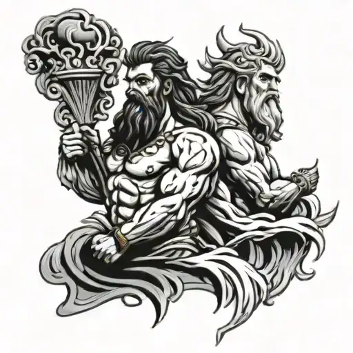 zeus y poseidon tattoo design idea