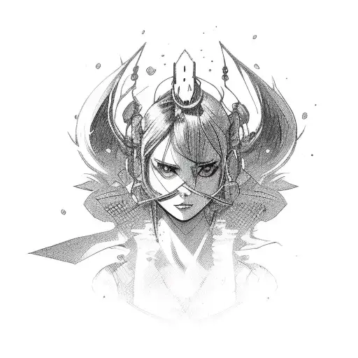 fighter girl tattoo design idea