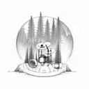 A drummer playing on a drum set made of trees tattoo design idea