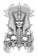 osiris with skulls surrounded tattoo design idea
