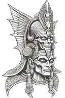 osiris with skulls surrounded tattoo design idea