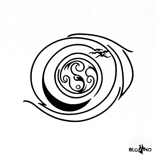 dragon con sol y luna tattoo design idea