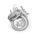 dragon con sol y luna tattoo design idea