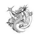 dragon con sol y luna tattoo design idea